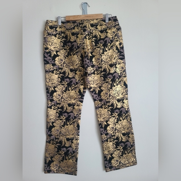 Soft Surroundings Pants - Soft Surroundings pull on pants gold leaf floral size pl